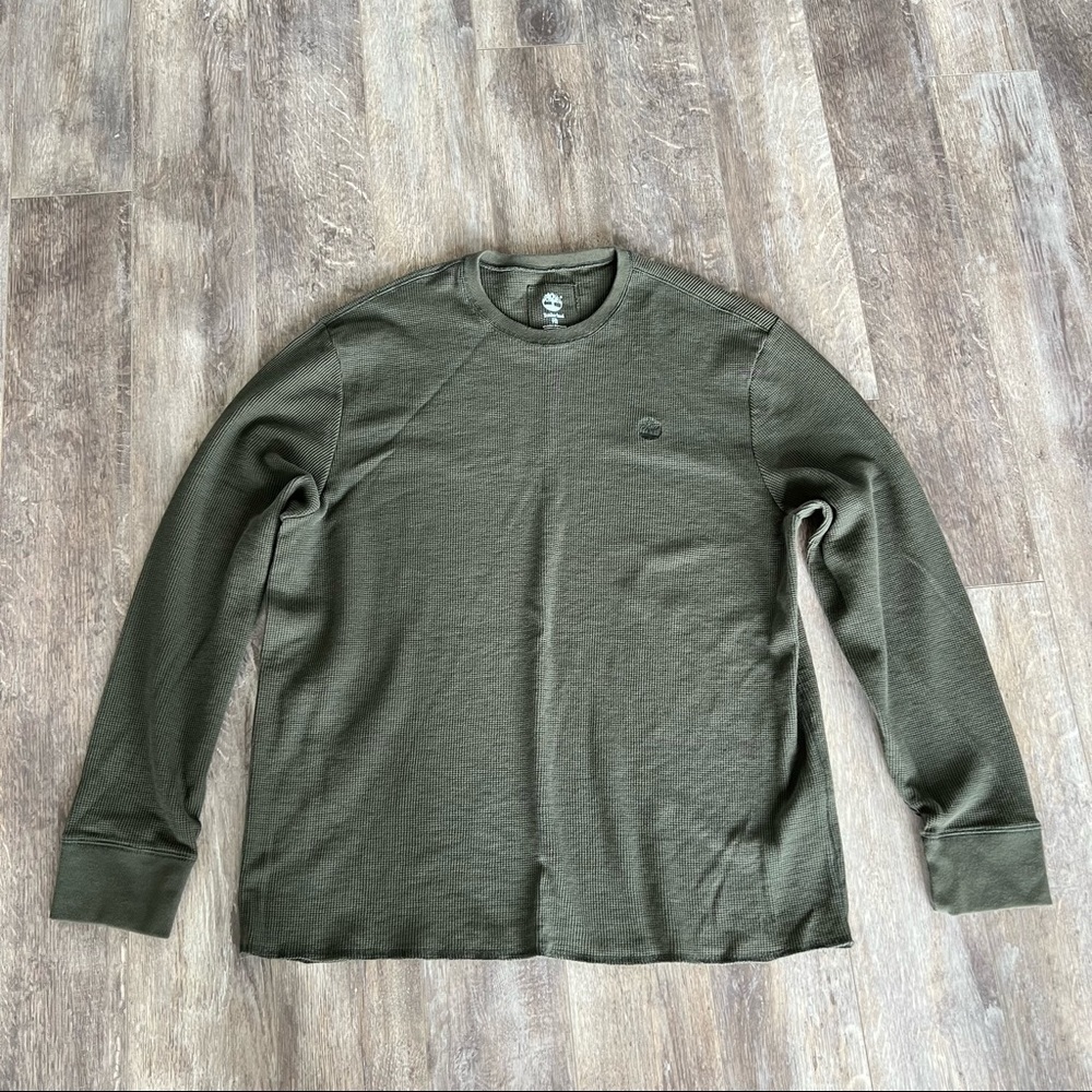 Timberland Crew Neck Waffle Long Sleeve - Army Green - Picture 5 of 5